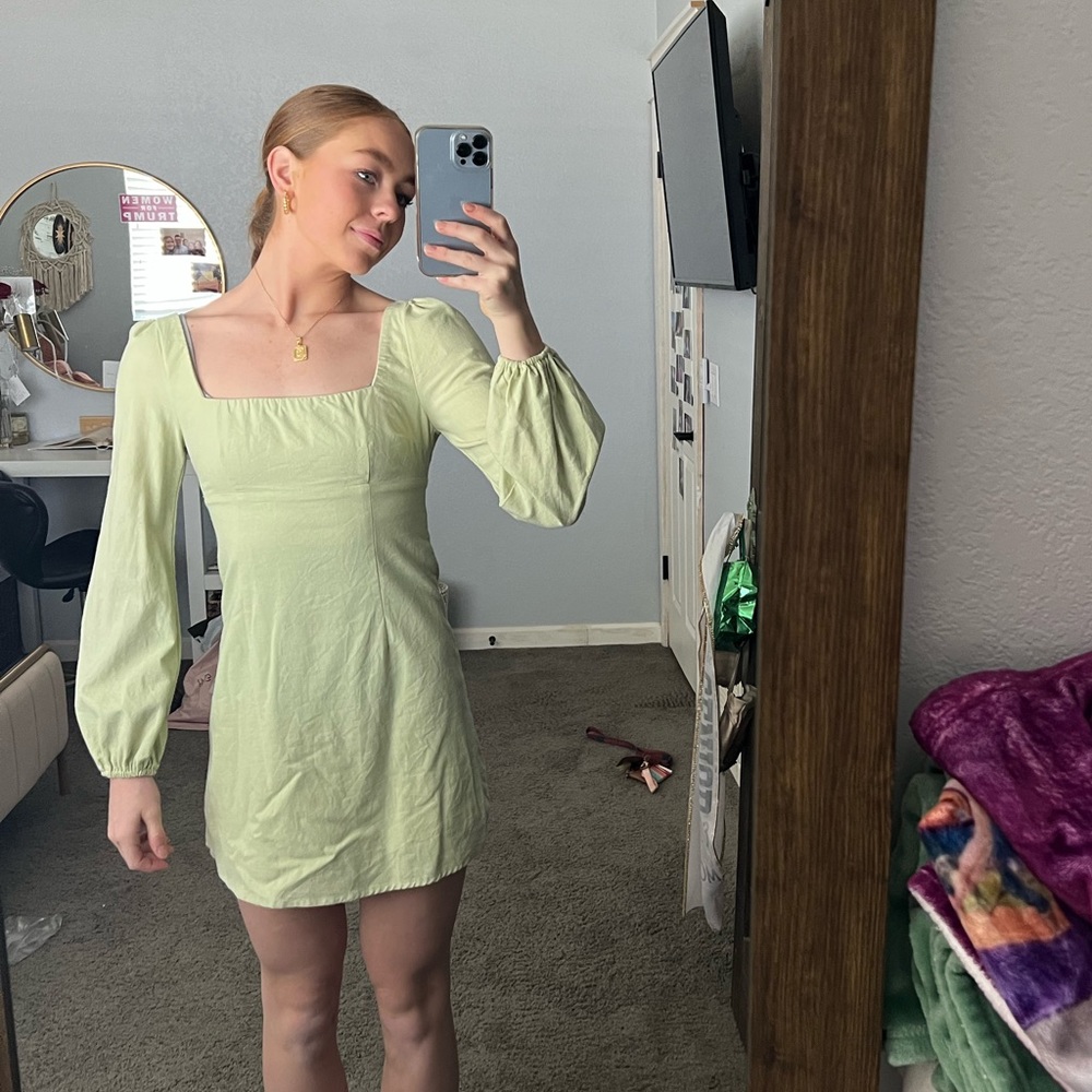 Princess Polly Green Hastings Long Sleeve Mini Dress!